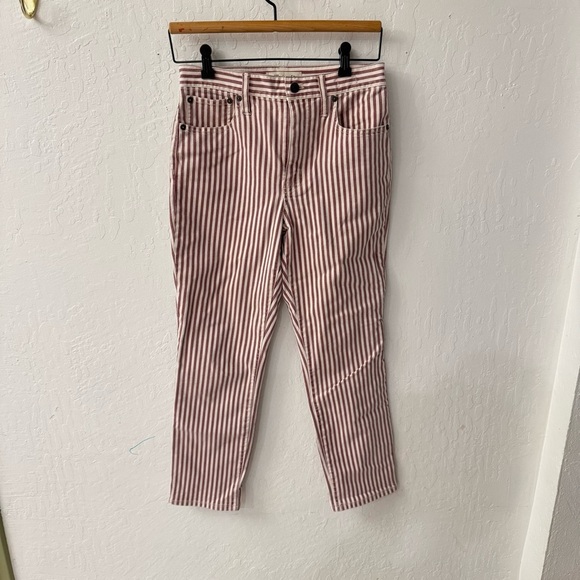Madewell Luca Stripe Red White High Rise Slim Crop Boy Jean 25 - Picture 8 of 8